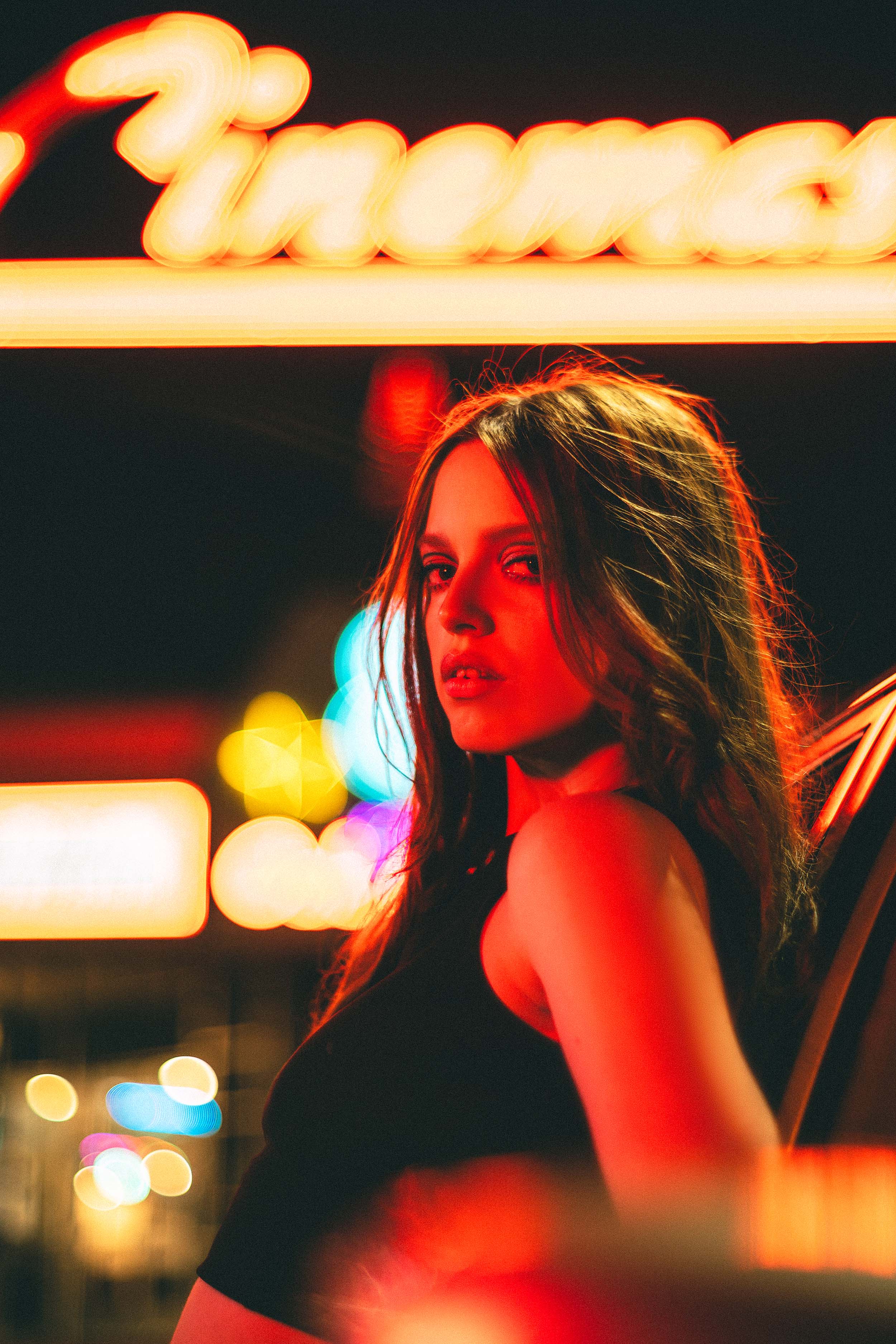 Cinematic Portraits with Vintage Flair by a Movie Theater — photograph 27 of 35